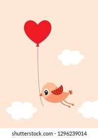 valentine love bird with ballon vector