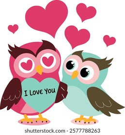 valentine love bird heart adorable colorful nubs couple character vector art