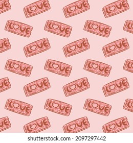 Dibujo del patrón de los boares de amor de San Valentín para la envoltura de regalo