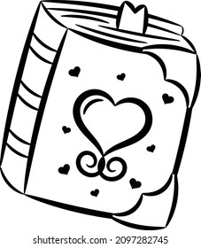 Valentine love book drawing sketch for coloring