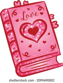 Valentine love book drawing sticker