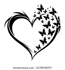 valentine love butterfly shape vector silhouette