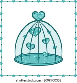 Valentine love cage of hearts drawing sticker