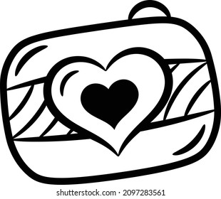 Valentine love camera drawing sketch for coloring