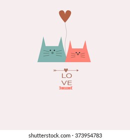 Valentine love cats card