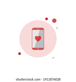 Valentine Love Cell Phone Circle Bubble Icon