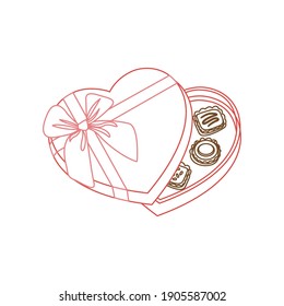 Valentine  Love Chocolate Box Pink  Color Line Icon