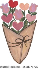 Valentine amor clipart elemento mão desenhado aquarela