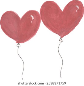 Valentine love clipart element hand drawn watercolour