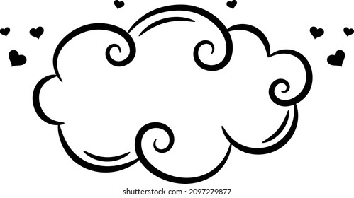 Valentine love cloud drawing sketch for coloring