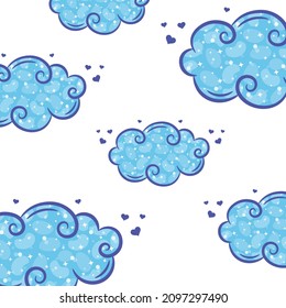 Valentine love clouds pattern drawing for gift wrap