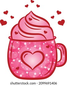 Valentine love coffee cup drawing sticker