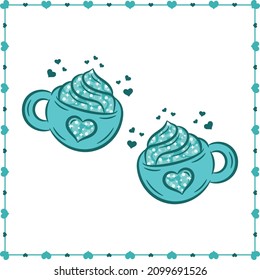 Valentine love coffee cup drawing sticker