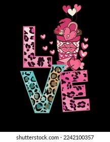 Valentine Love Coffee Cute Love Valentine's Day Sublimation T Shirt Design