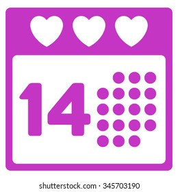 Valentine Love Date vector icon. Style is flat symbol, violet color, rounded angles, white background.