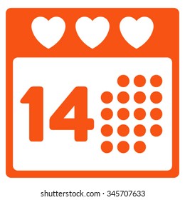 Valentine Love Date vector icon. Style is flat symbol, orange color, rounded angles, white background.