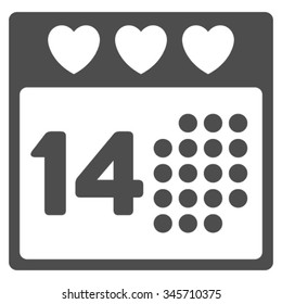 Valentine Love Date vector icon. Style is flat symbol, gray color, rounded angles, white background.