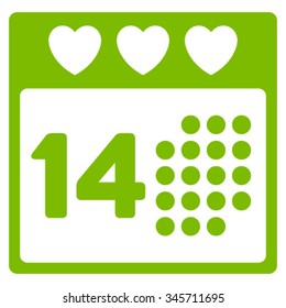 Valentine Love Date vector icon. Style is flat symbol, eco green color, rounded angles, white background.