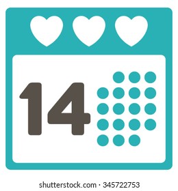 Valentine Love Date vector icon. Style is bicolor flat symbol, grey and cyan colors, rounded angles, white background.
