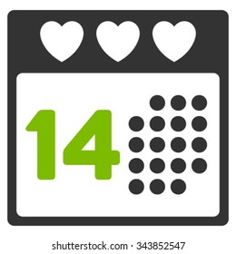 Valentine Love Day vector icon. Style is bicolor flat symbol, eco green and gray colors, rounded angles, white background.