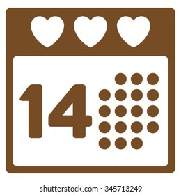Valentine Love Day vector icon. Style is flat symbol, brown color, rounded angles, white background.