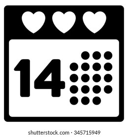 Valentine Love Day vector icon. Style is flat symbol, black color, rounded angles, white background.