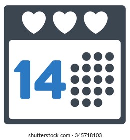 Valentine Love Day vector icon. Style is bicolor flat symbol, smooth blue colors, rounded angles, white background.