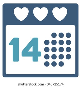 Valentine Love Day vector icon. Style is bicolor flat symbol, cyan and blue colors, rounded angles, white background.