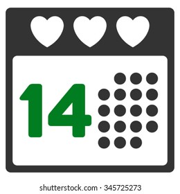 Valentine Love Day vector icon. Style is bicolor flat symbol, green and gray colors, rounded angles, white background.