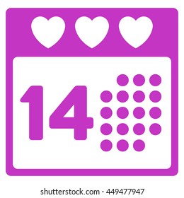 Valentine Love Day vector icon. Style is flat symbol, violet color, rounded angles, white background.