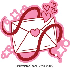 Valentine Love Envelope Clipart Design. Simple style and color. Good for icon