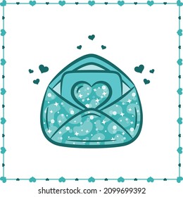 Valentine love envelope drawing sticker