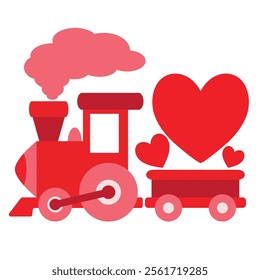 Valentine love express  train vector cartoon illustration