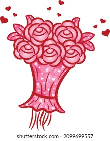 Valentine love flowers bokeh drawing sticker