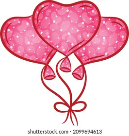 Valentine love flying heart balloon drawing sticker