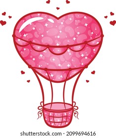 Valentine love flying heart balloon drawing sticker