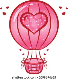 Valentine love flying heart balloon drawing sticker