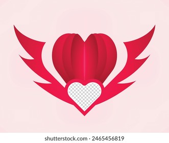 Valentine love flying heart shape with image placeholder