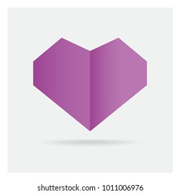 valentine love gay purple heart paper craft in frame art isolated on background