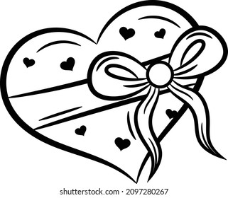 Valentine love gift drawing sketch for coloring