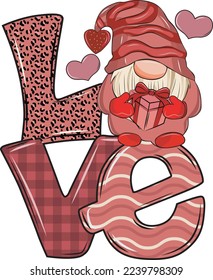 Valentine Love Gnome For Print Template