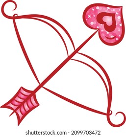 Valentine love heart bow drawing sticker