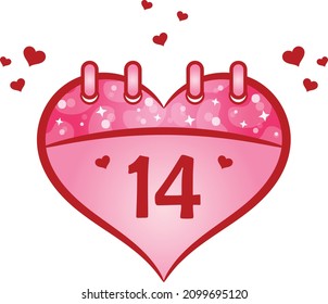 Valentine love heart calendar drawing sticker