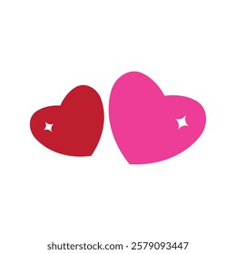 Valentine love heart  icon illustration flat