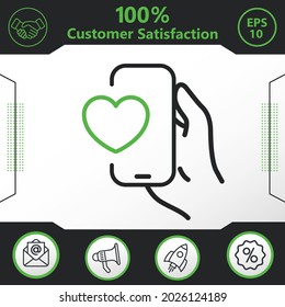 valentine, love, heart in phone vector icon graphic elements for your work - Modern design