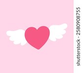 Valentine love heart wings vector illustration. Vector object design element for Valentine's day.