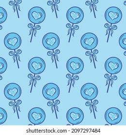 Valentine love hearts candy pattern drawing for gift wrap