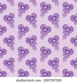 Valentine love hearts candy pattern drawing for gift wrap