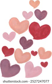 Valentine amor corações mão desenhado aquarela corações ilustração vetor com fundo branco isolado