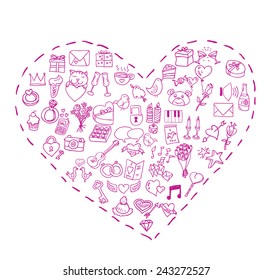 valentine, love icons, vector illustration.